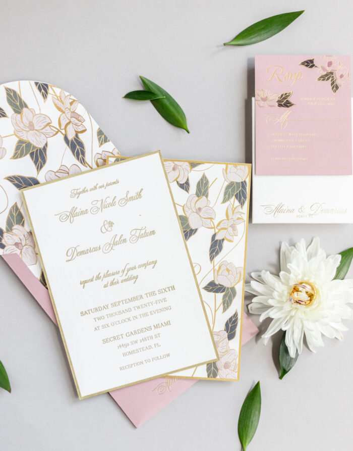 Pink Floral Wedding Invitation