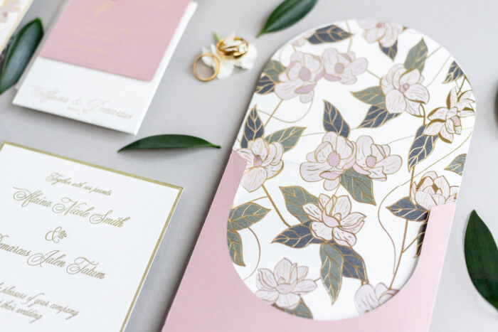 Pink Floral Wedding Invitation