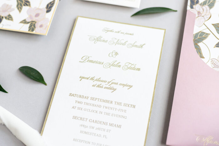 Pink Floral Wedding Invitation