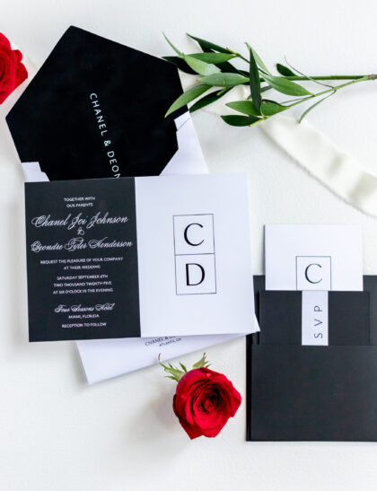 Black and white luxury invitation