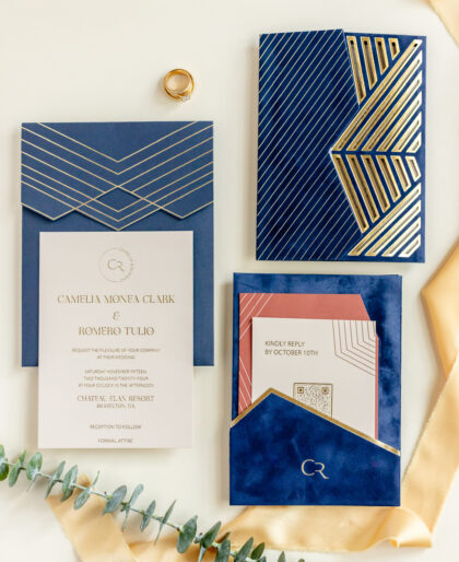Blue Luxury Wedding Invitation