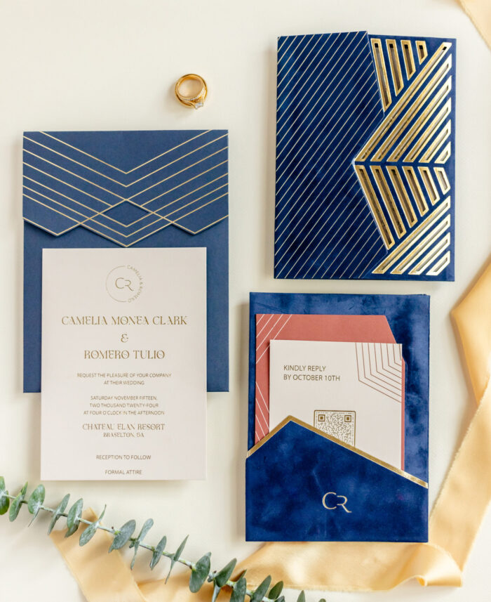 Blue Luxury Wedding Invitation