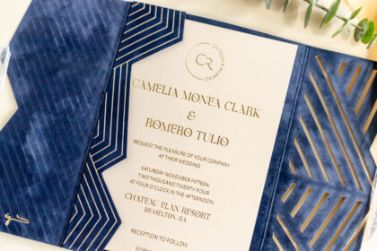 Blue Luxury Wedding Invitation